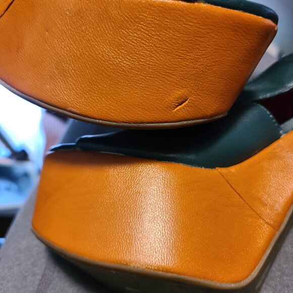 JEFFREY CAMPBELL HANDMADE HAVANA LAST PLATFORM HIPPIE RETRO LEATHER SANDALS 6M - Picture 6 of 8